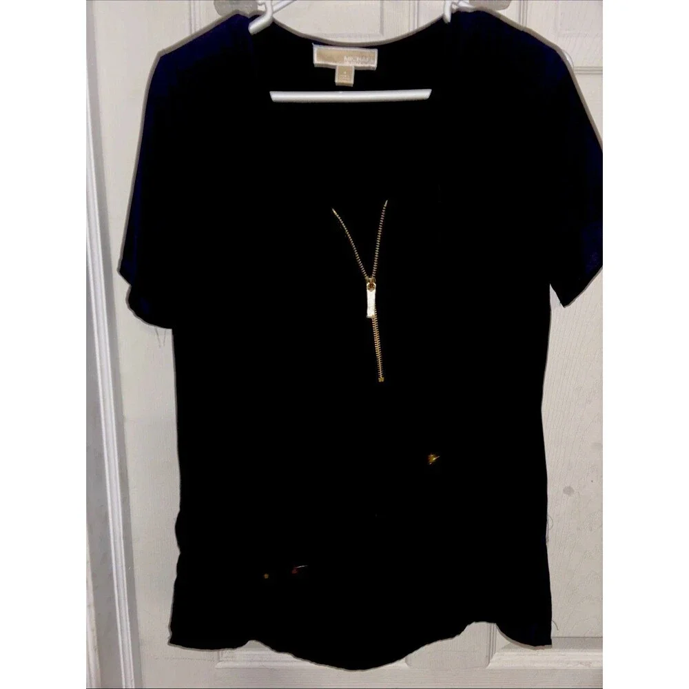 Michael Kors Womens Top Size 4 Sheer Zipper.  Black